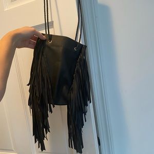 Urban Outfitters Black mini fringe bag NWT
